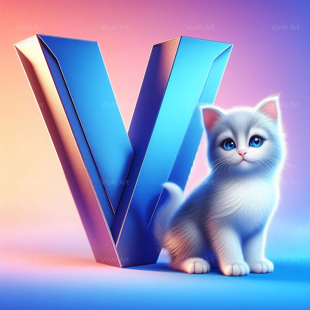 Kitten alphabet letter V