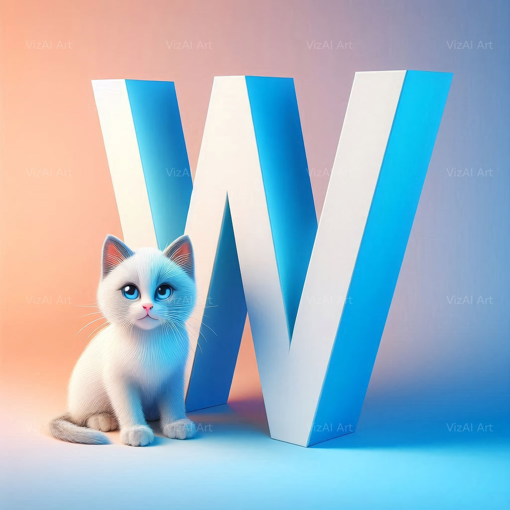 Kitten alphabet letter W