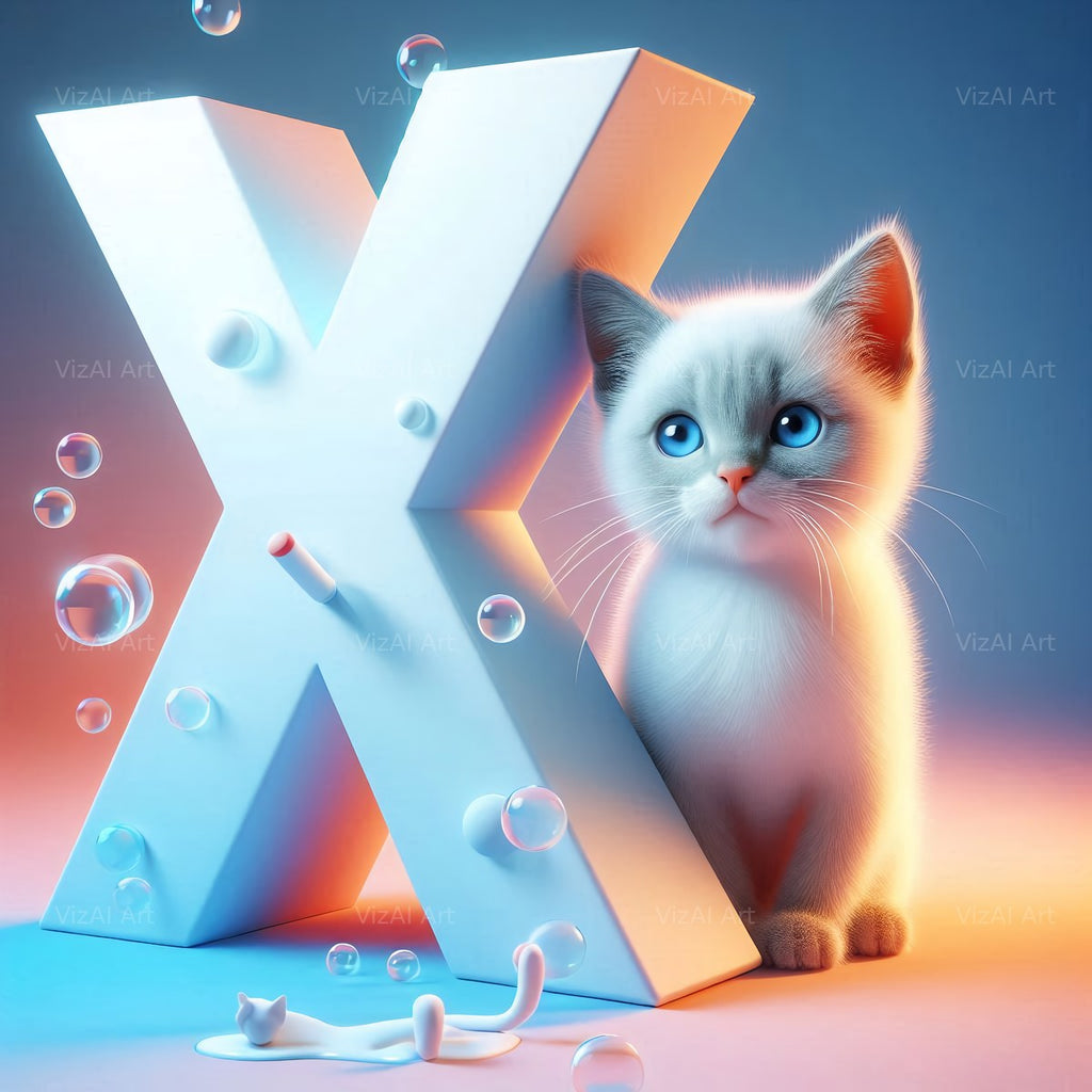 Kitten alphabet letter X
