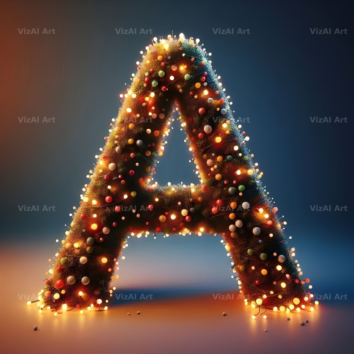 Christmas Lights alphabet letter A