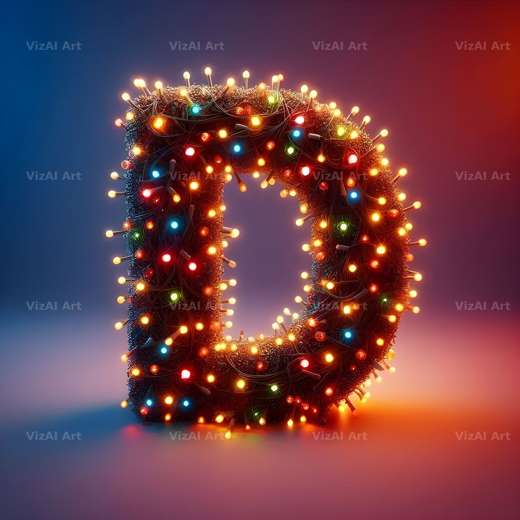 Christmas Lights alphabet letter D