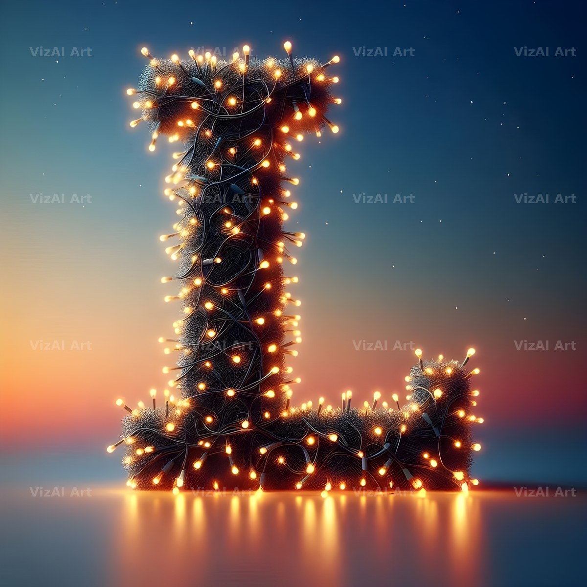 Christmas Lights alphabet letter L