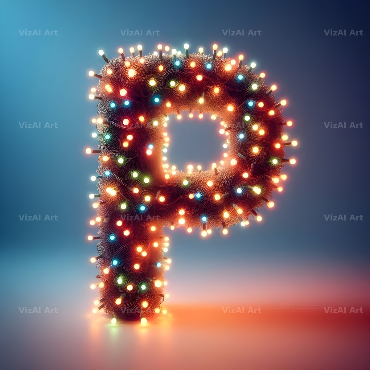 Christmas Lights alphabet letter P