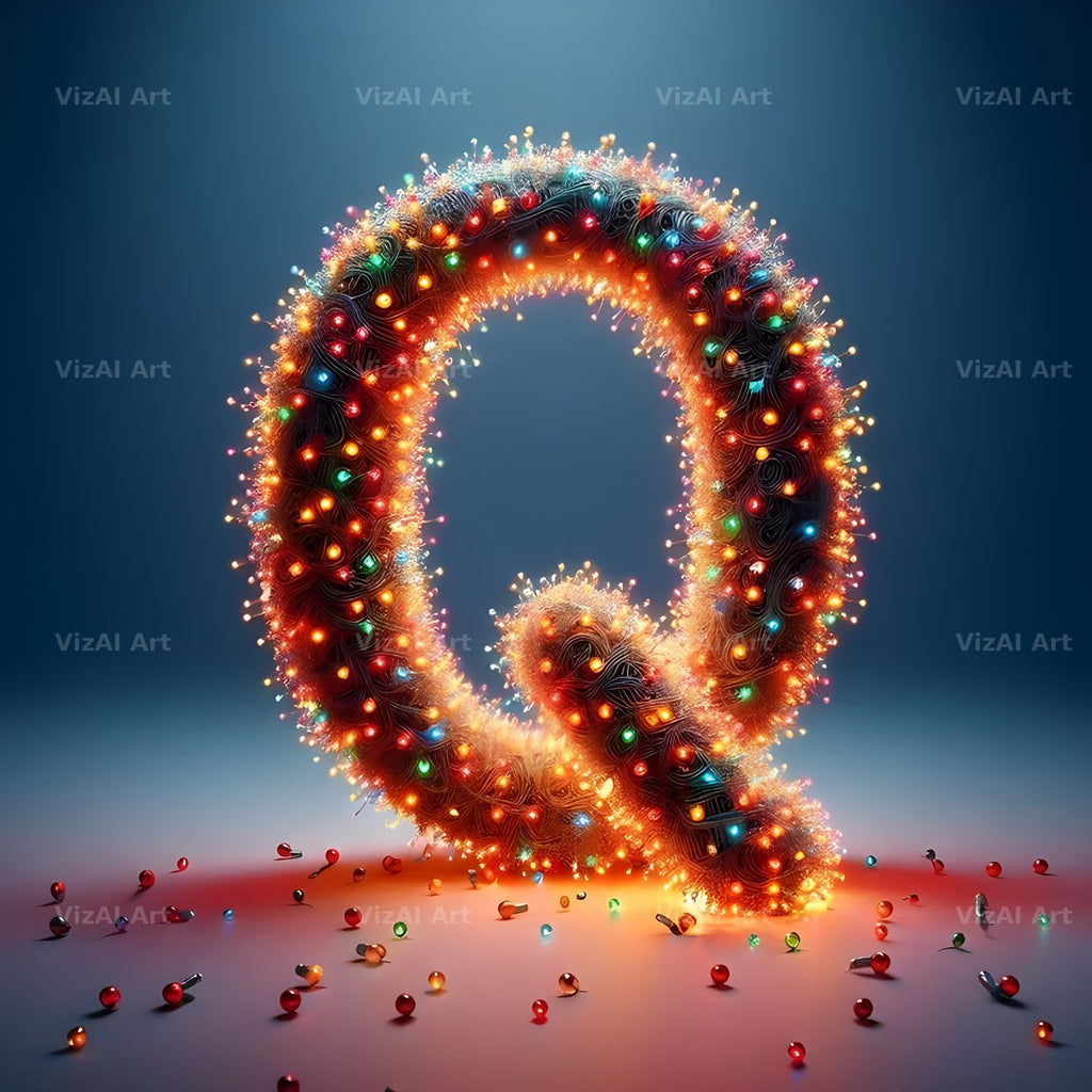 Christmas Lights alphabet letter Q
