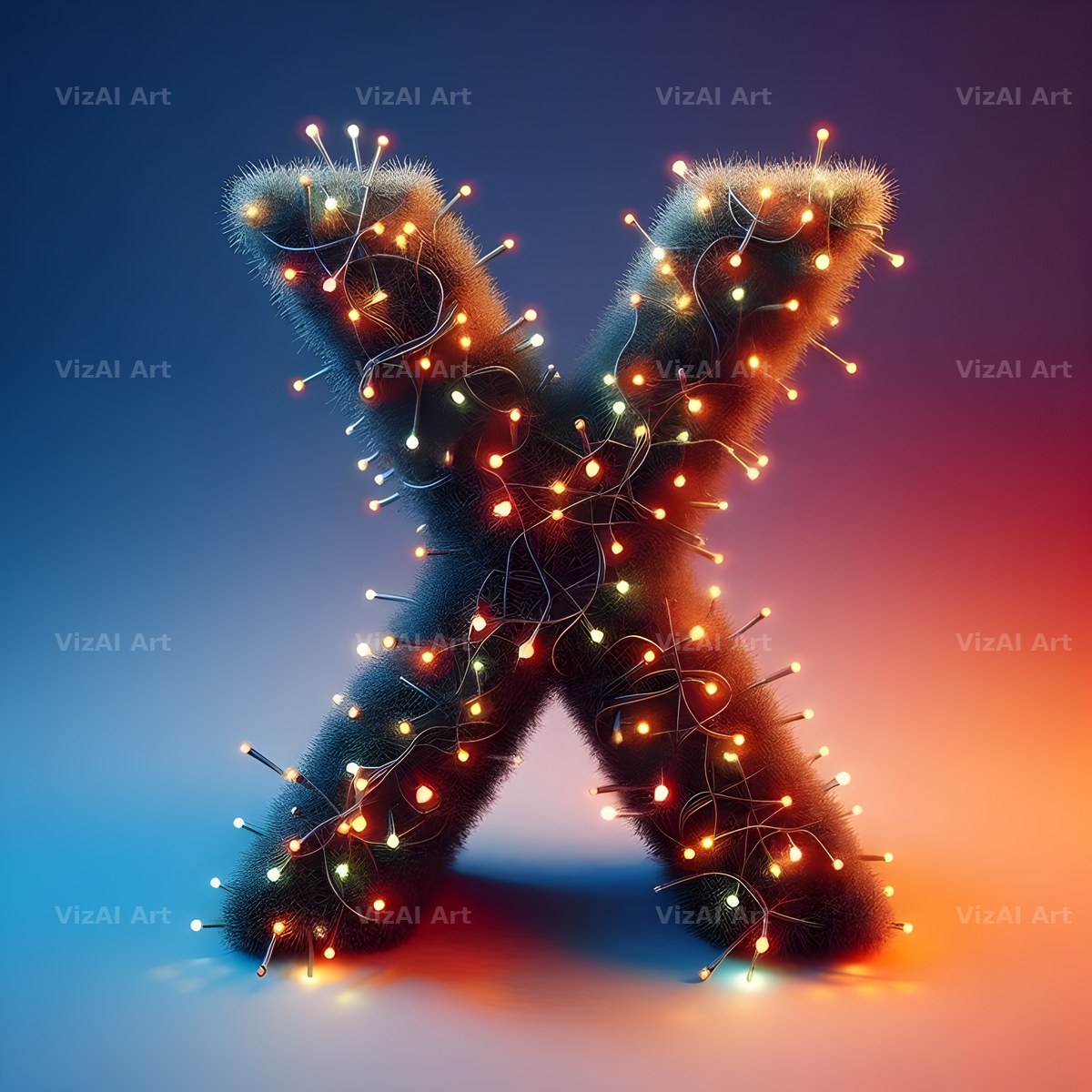 Christmas Lights alphabet letter X