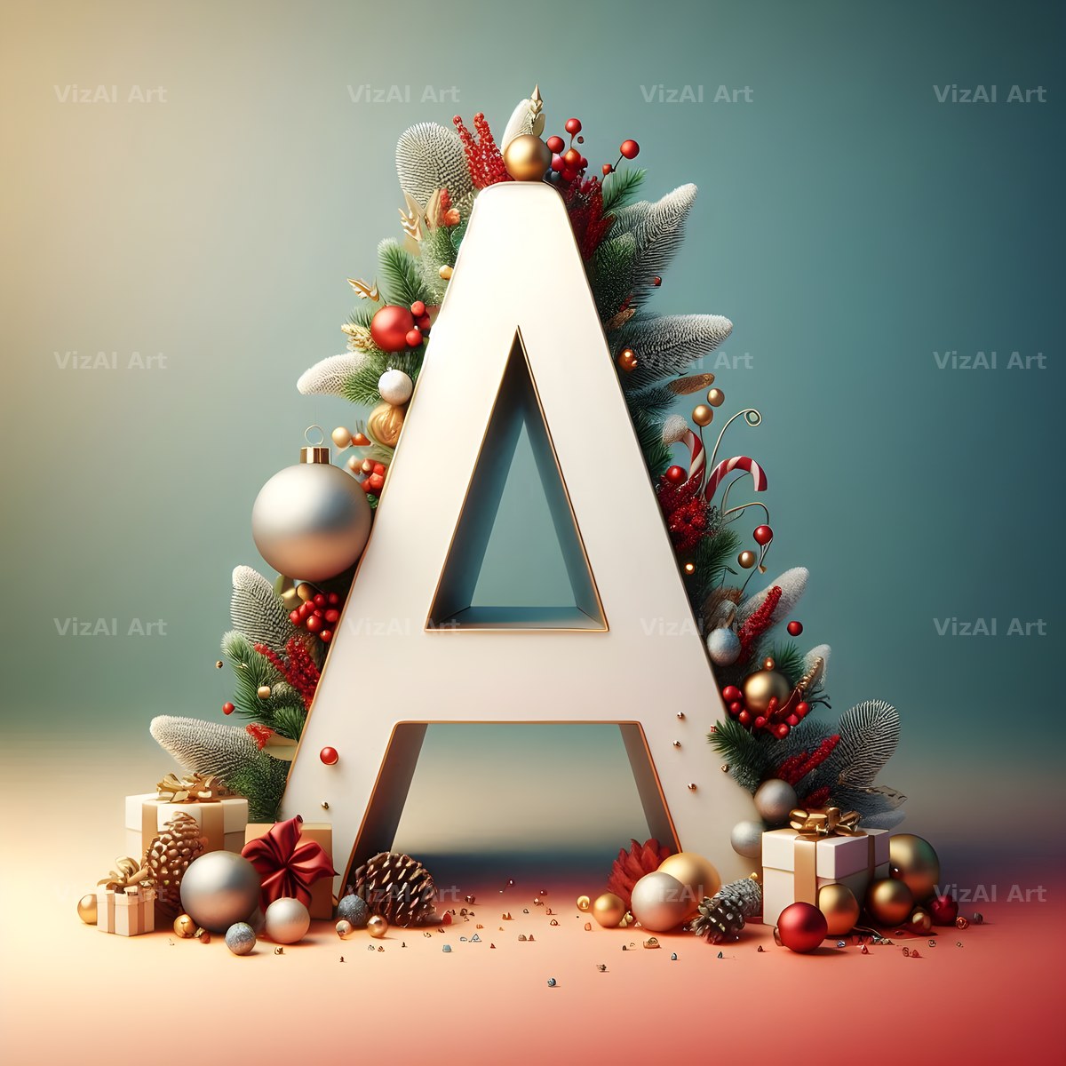 Christmas Bauble alphabet letter A
