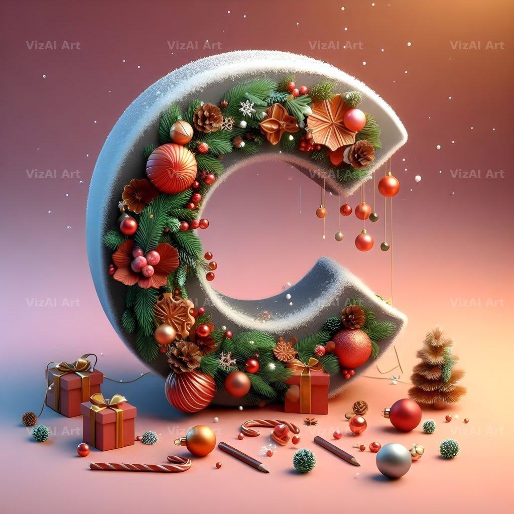 Christmas Bauble alphabet letter C