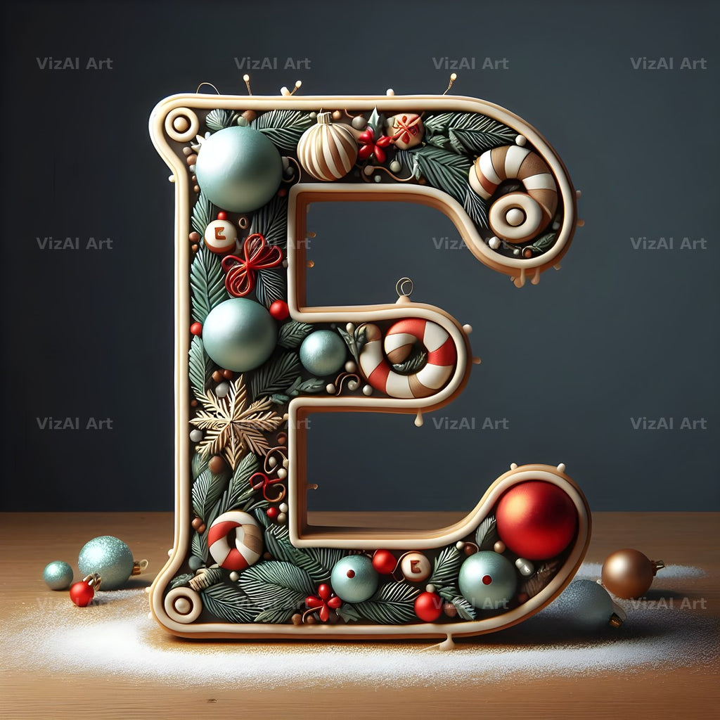 Christmas Bauble alphabet letter E