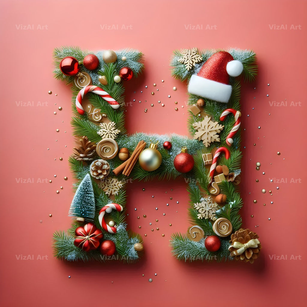 Christmas Bauble alphabet letter H
