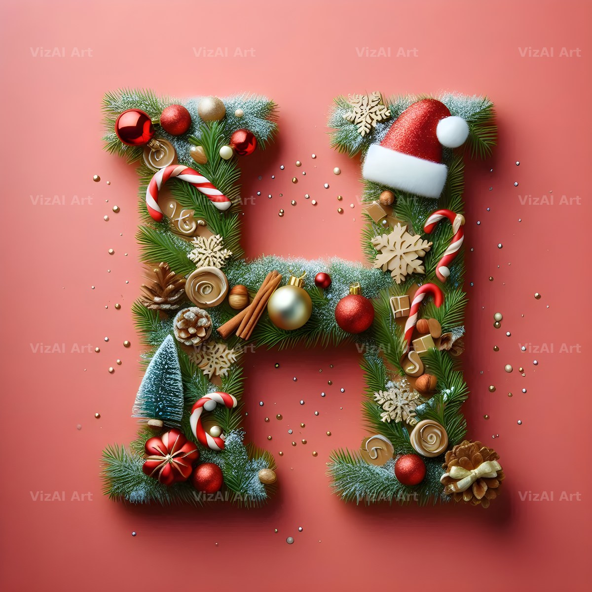 Christmas Bauble alphabet letter H