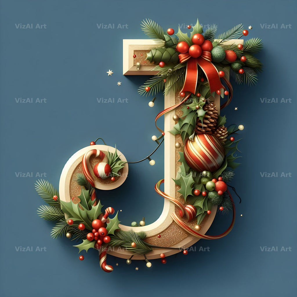 Christmas Bauble alphabet letter J