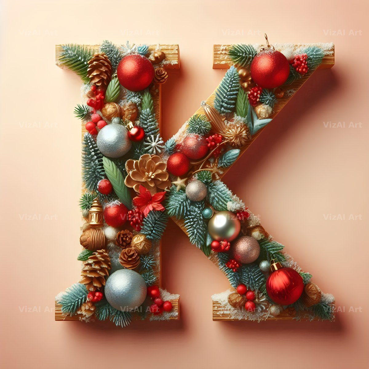 Christmas Bauble alphabet letter K