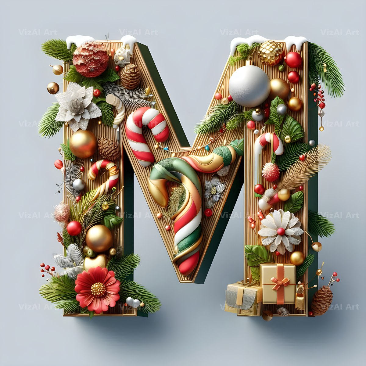 Christmas Bauble alphabet letter M