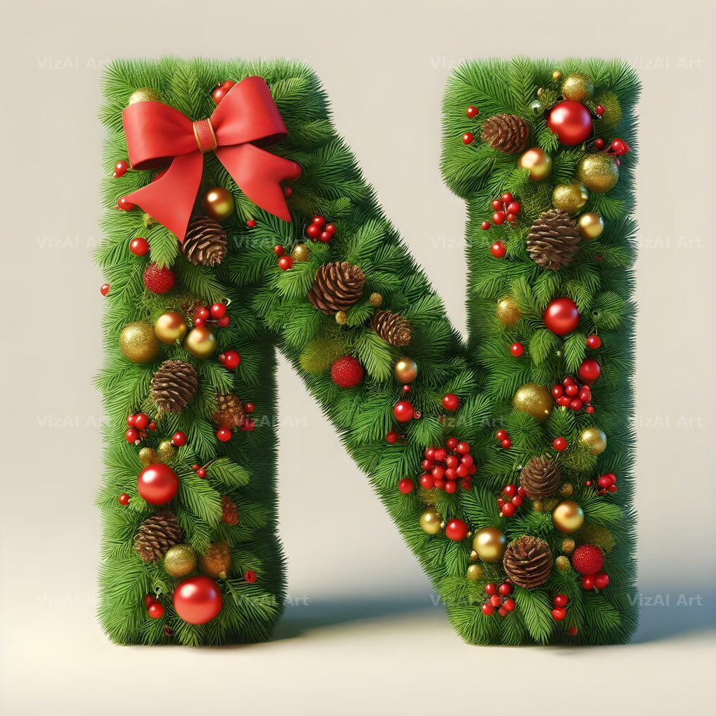 Christmas Bauble alphabet letter N