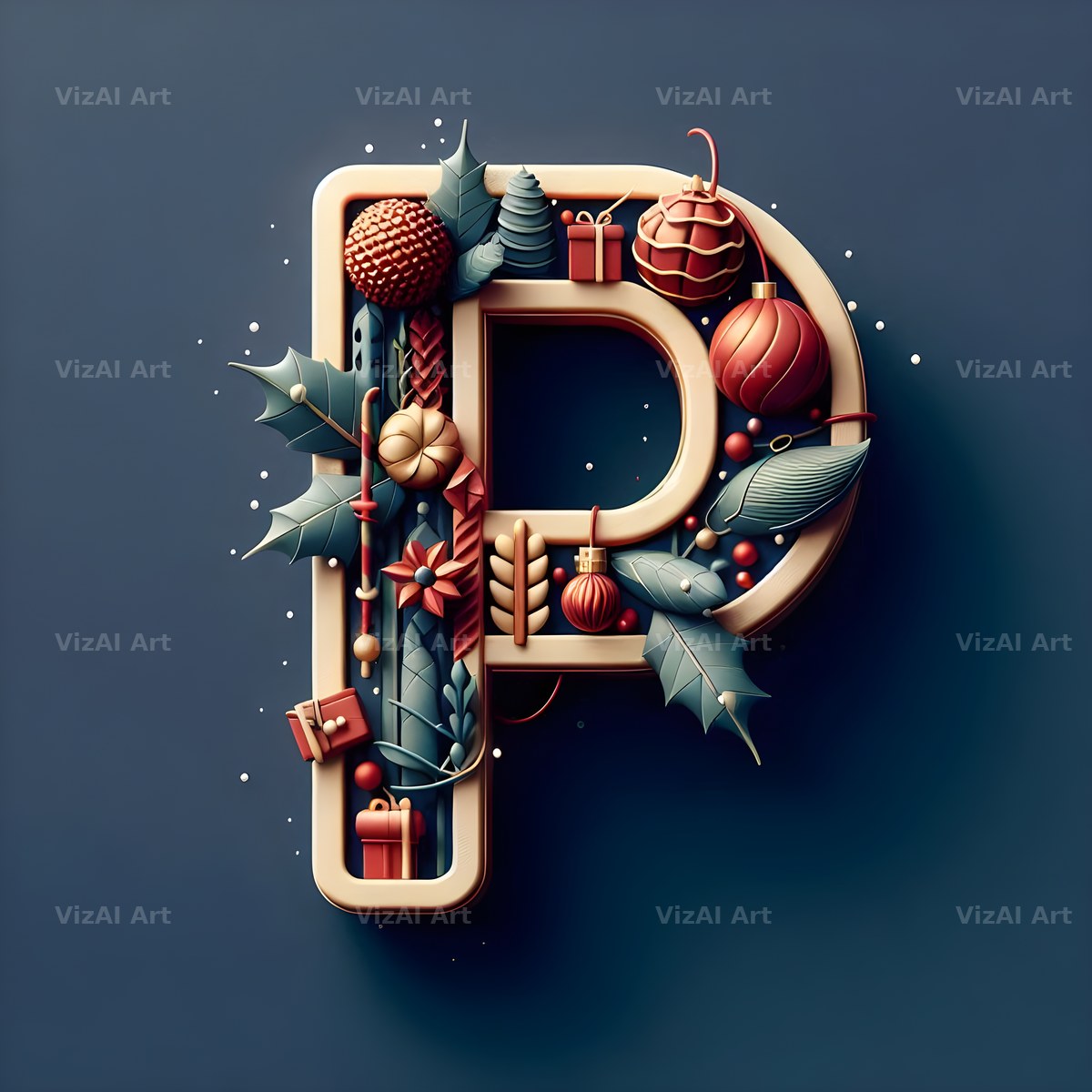Christmas Bauble alphabet letter P