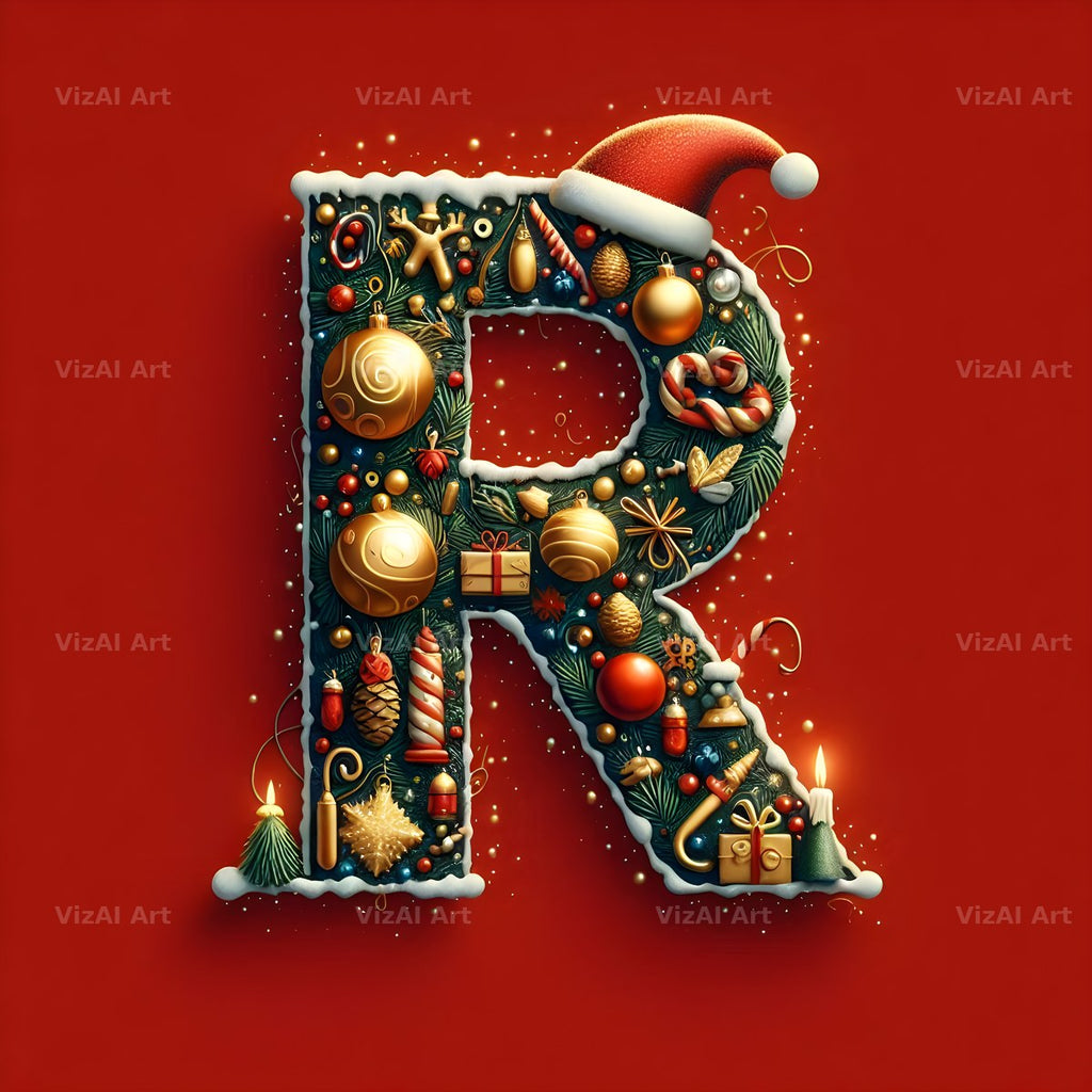 Christmas Bauble alphabet letter R