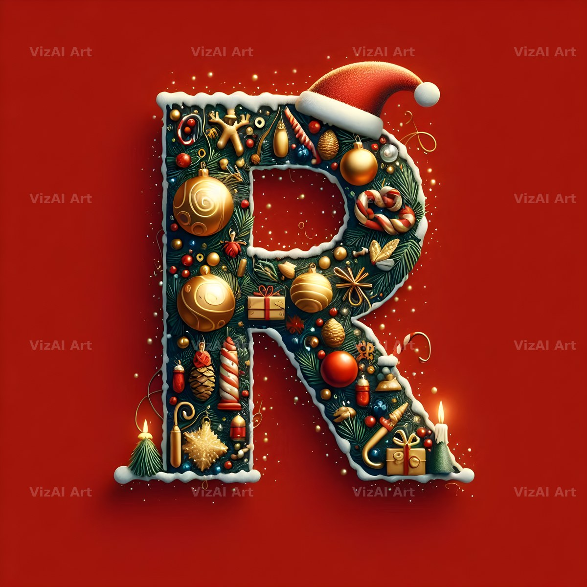 Christmas Bauble alphabet letter R