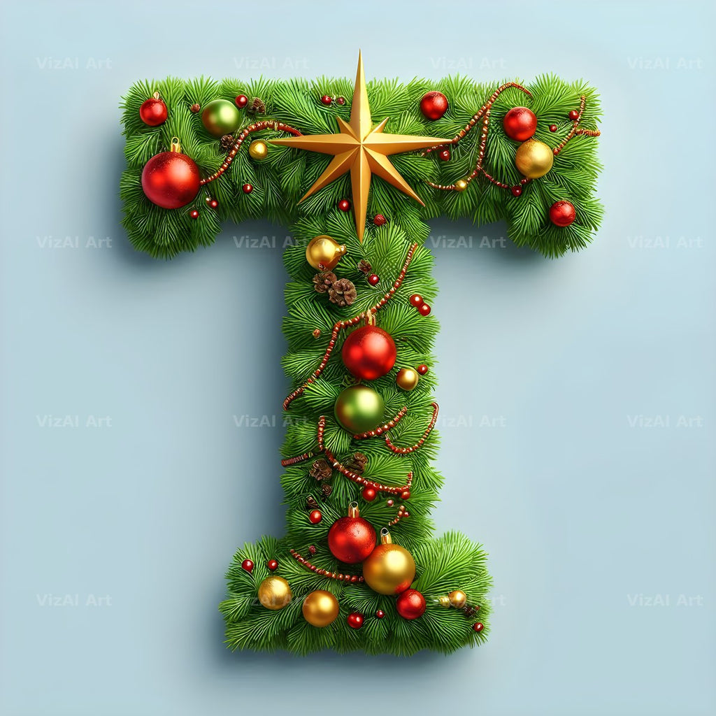 Christmas Bauble alphabet letter T