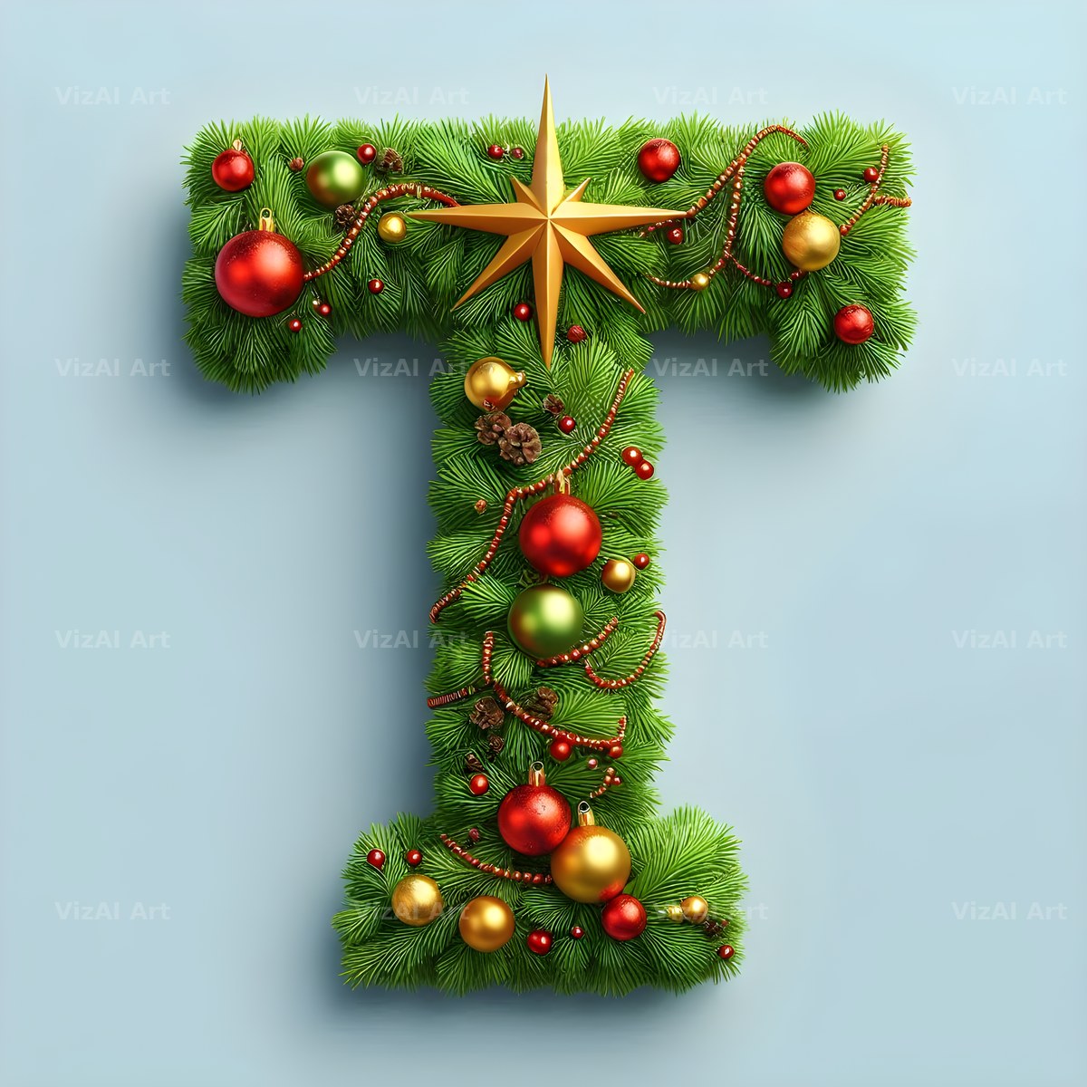 Christmas Bauble alphabet letter T