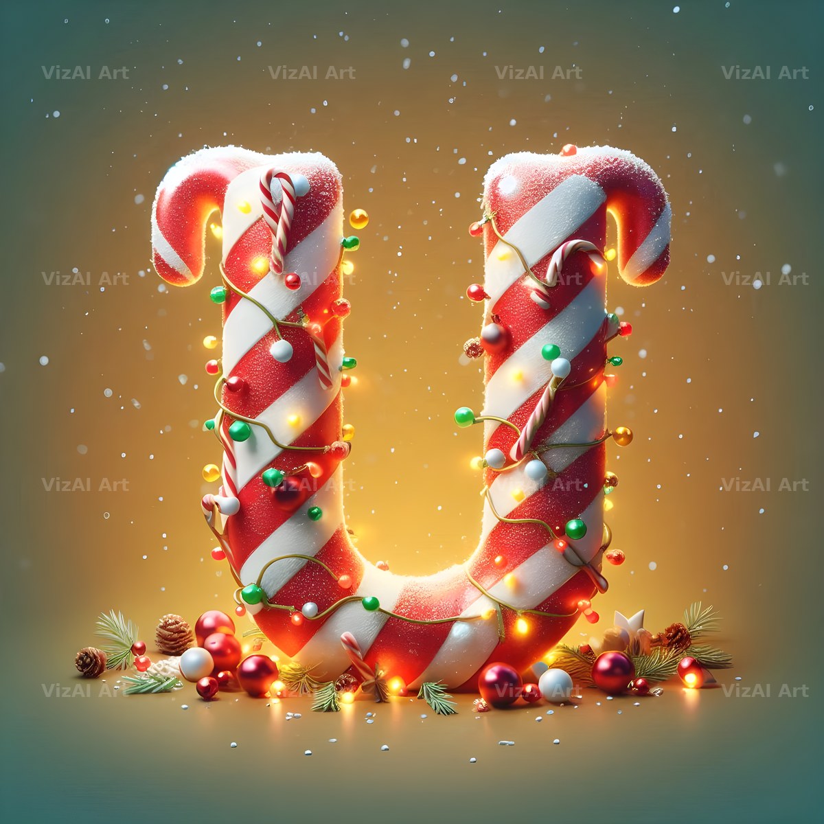 Christmas Bauble alphabet letter U