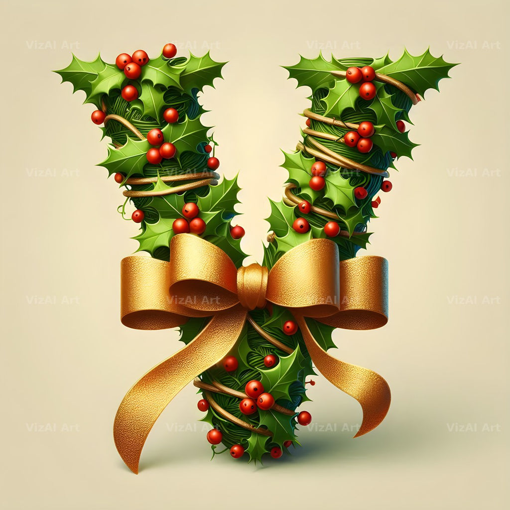 Christmas Bauble alphabet letter V