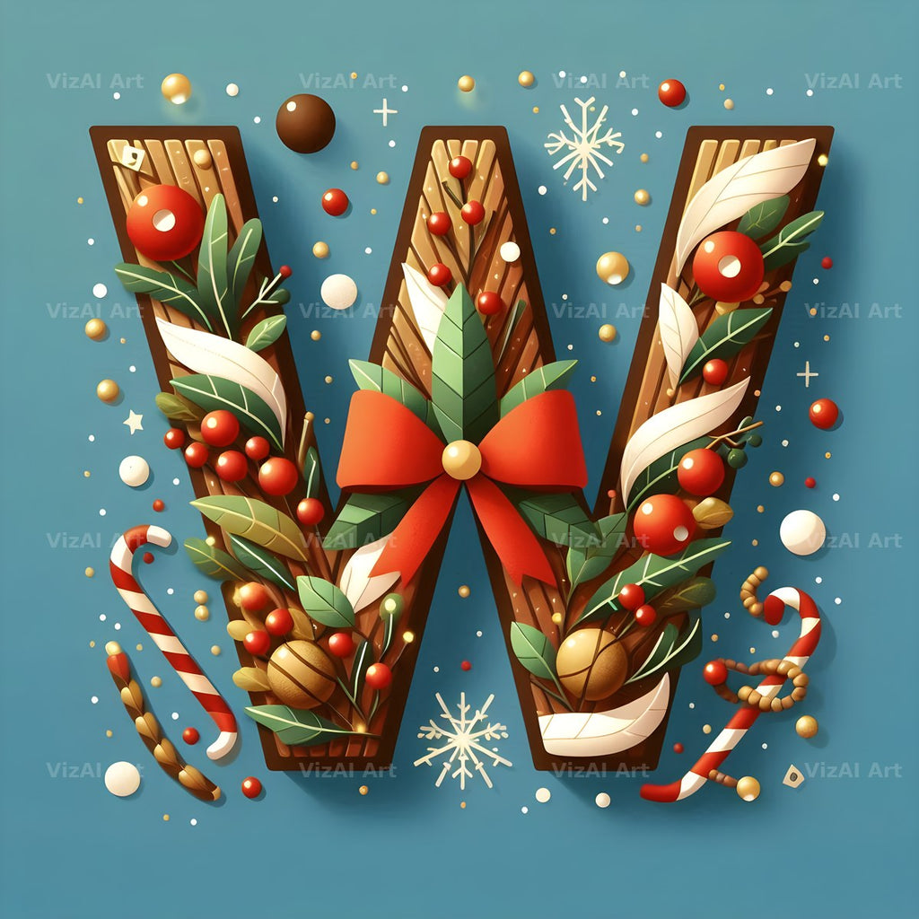 Christmas Bauble alphabet letter W