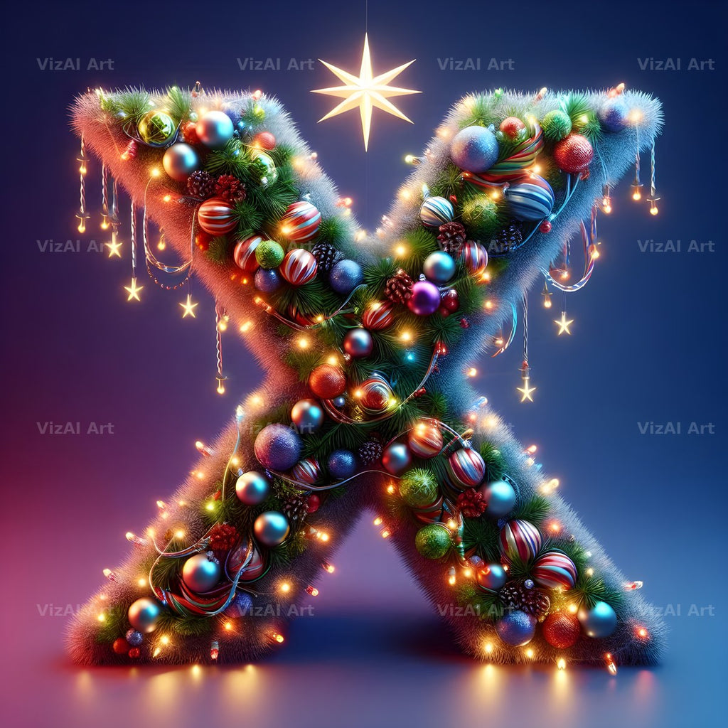 Christmas Bauble alphabet letter X