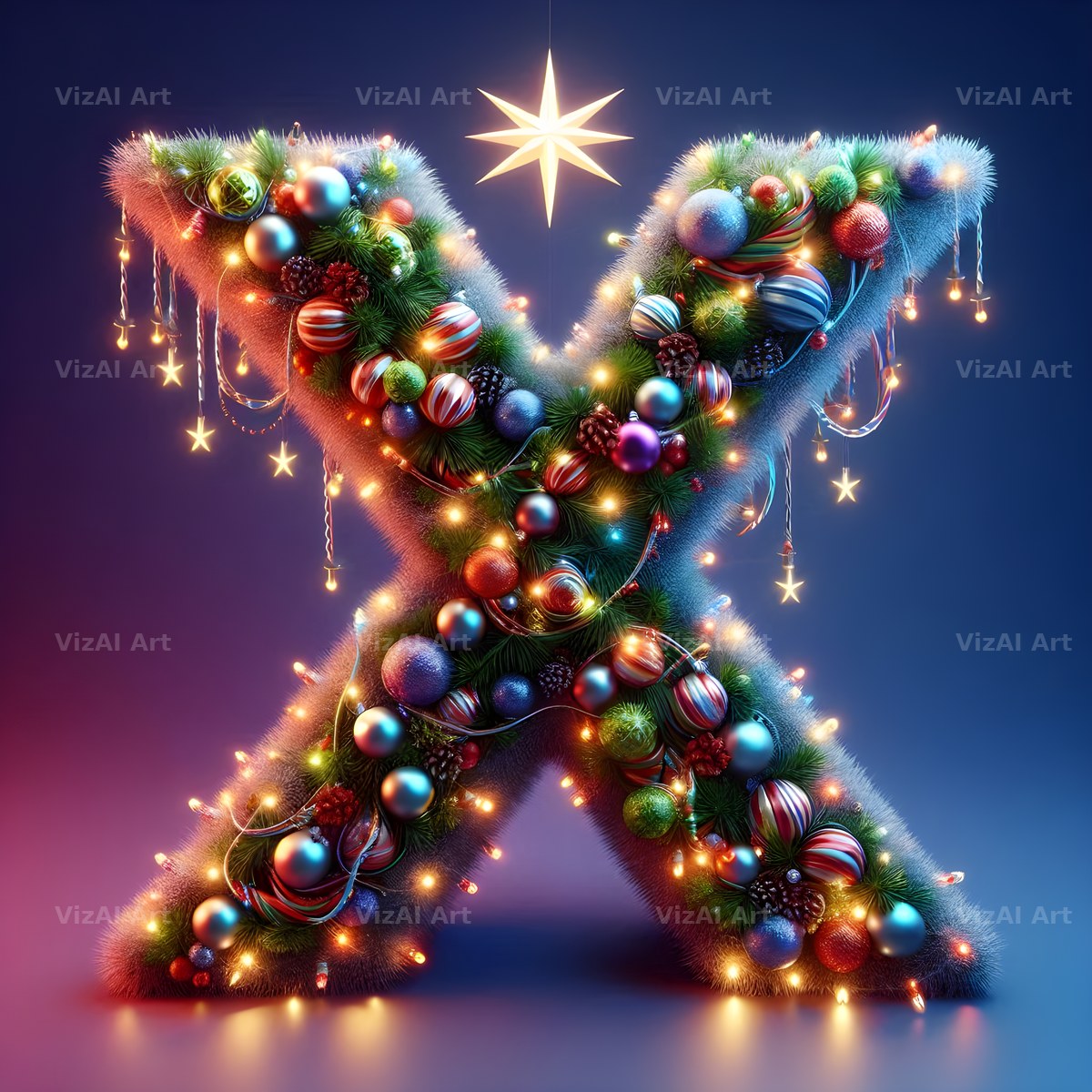 Christmas Bauble alphabet letter X