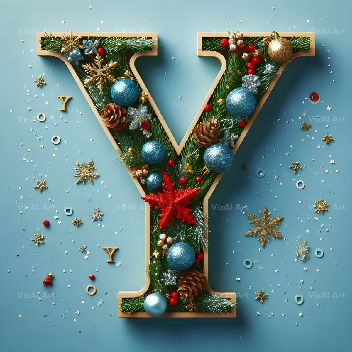 Christmas Bauble alphabet letter Y