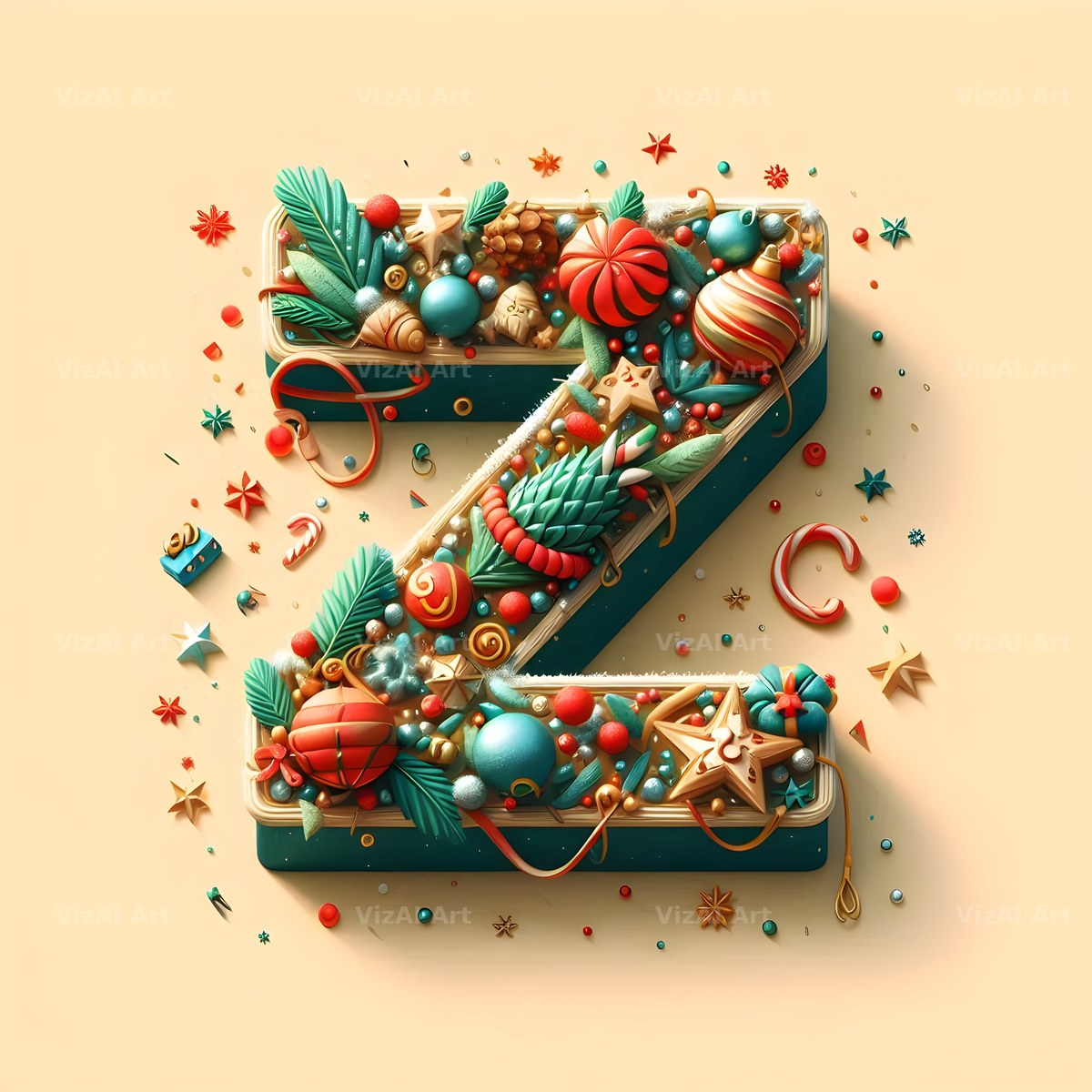 Christmas Bauble alphabet letter Z
