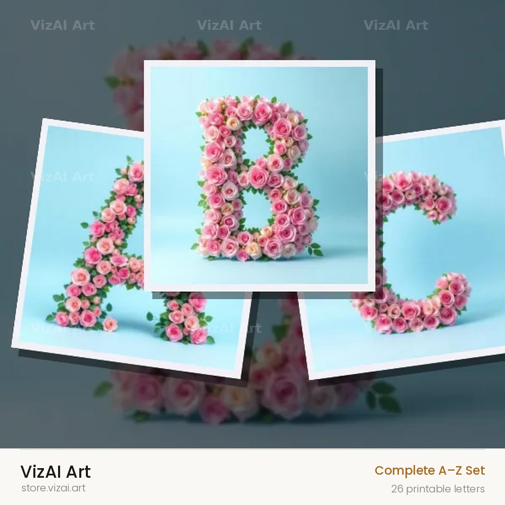 Blush Rose Cloud alphabet — choose an individual printable letter