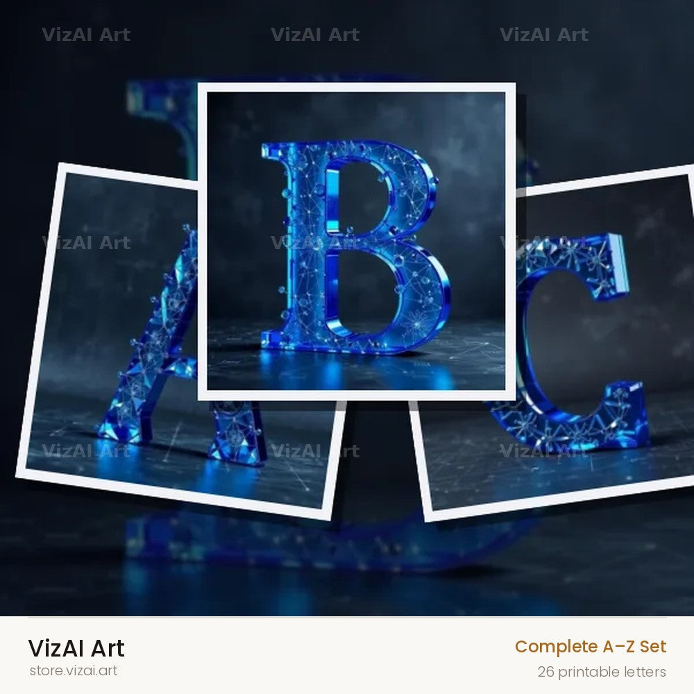 Crystal Fractal Ice alphabet — choose an individual printable letter