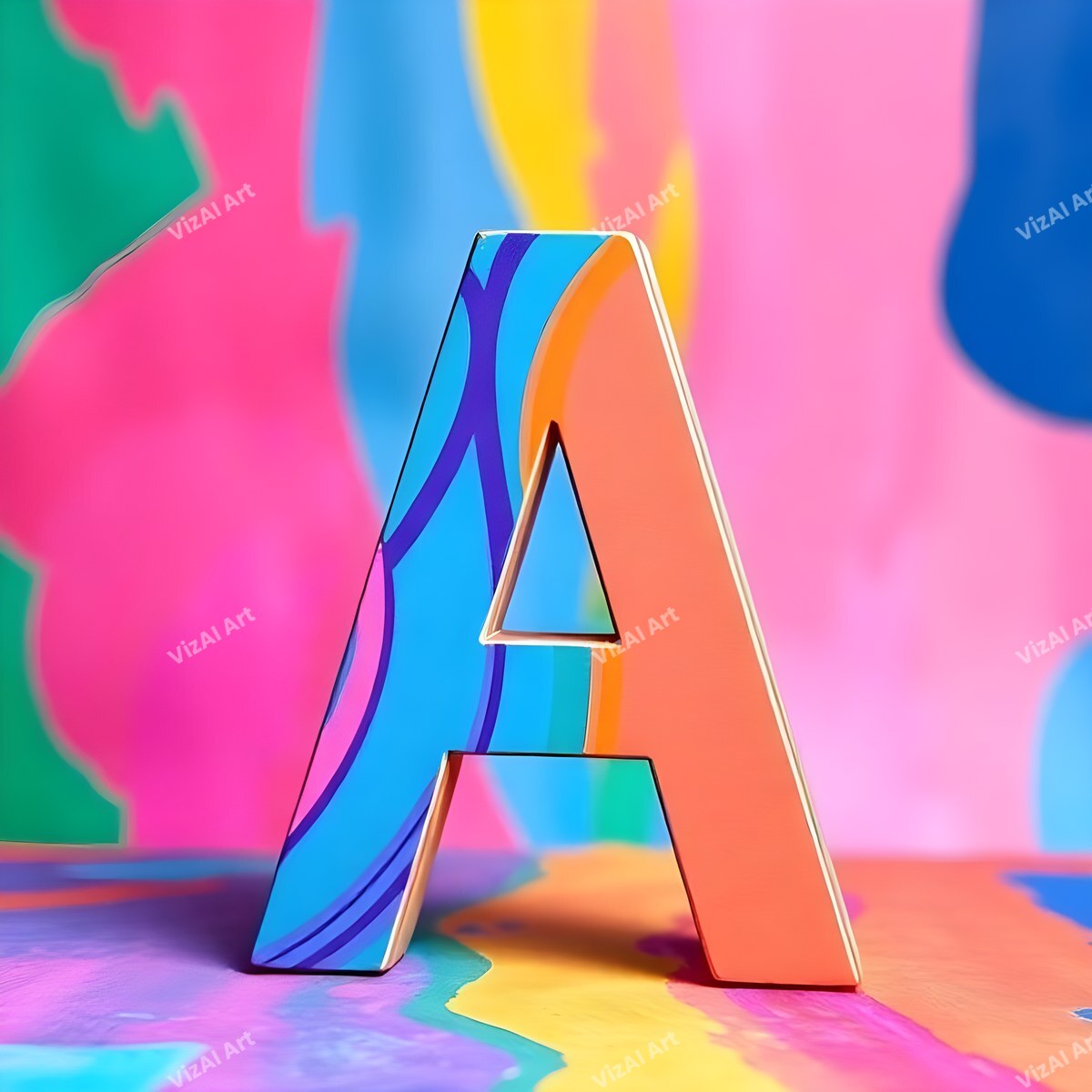 Colourful Paint alphabet letter A