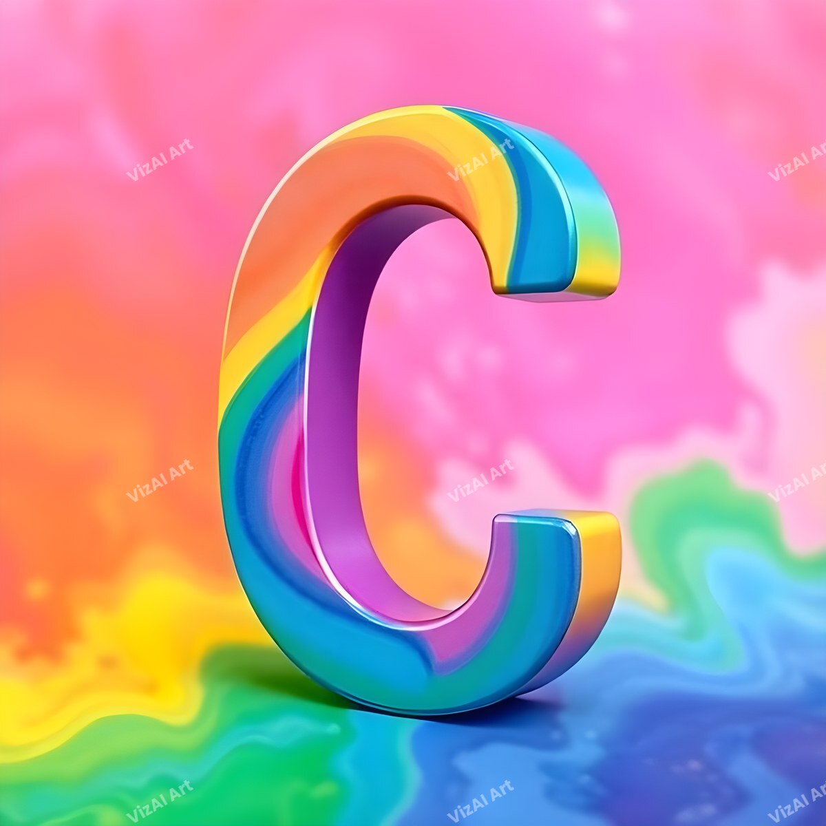 Colourful Paint alphabet letter C