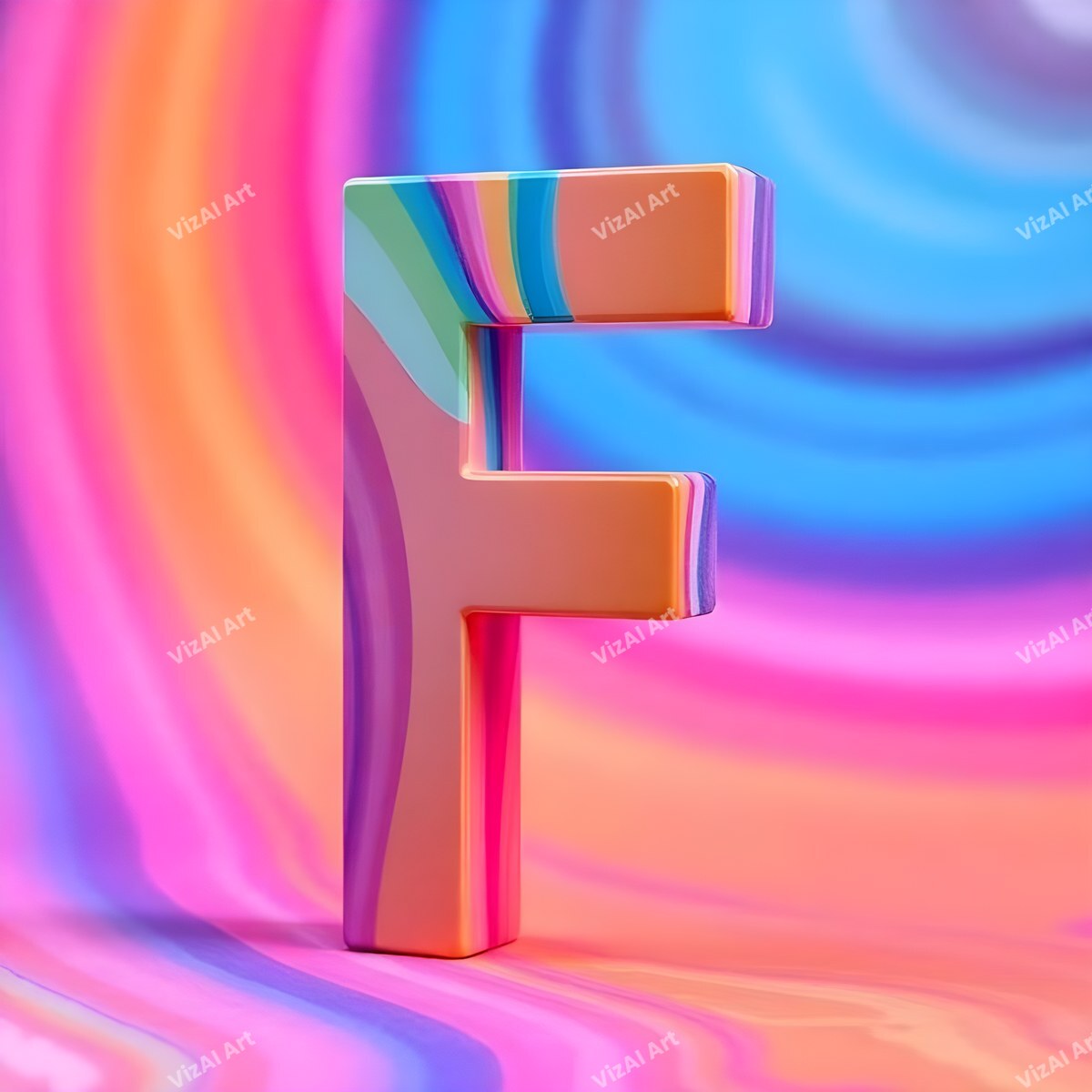 Colourful Paint alphabet letter F