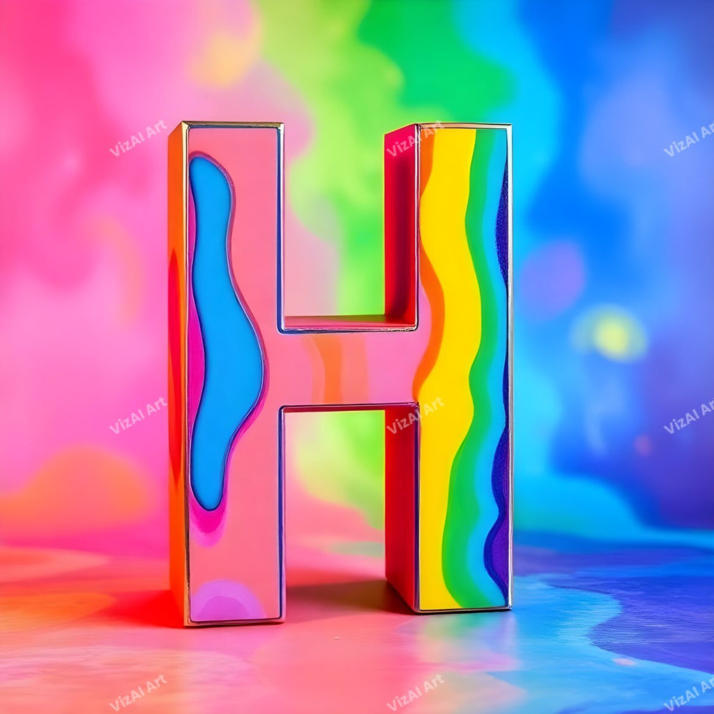 Colourful Paint alphabet letter H