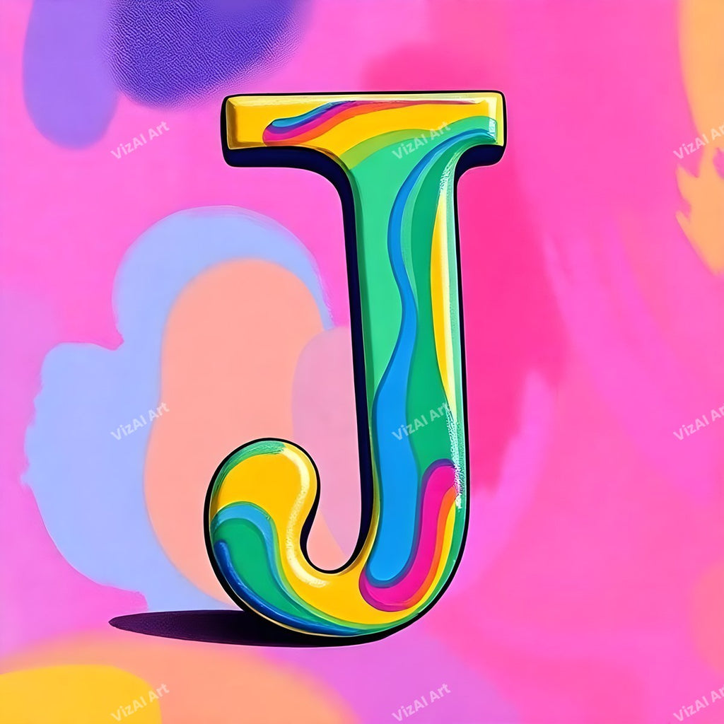 Colourful Paint alphabet letter J