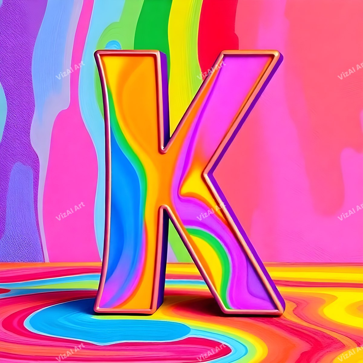 Colourful Paint alphabet letter K