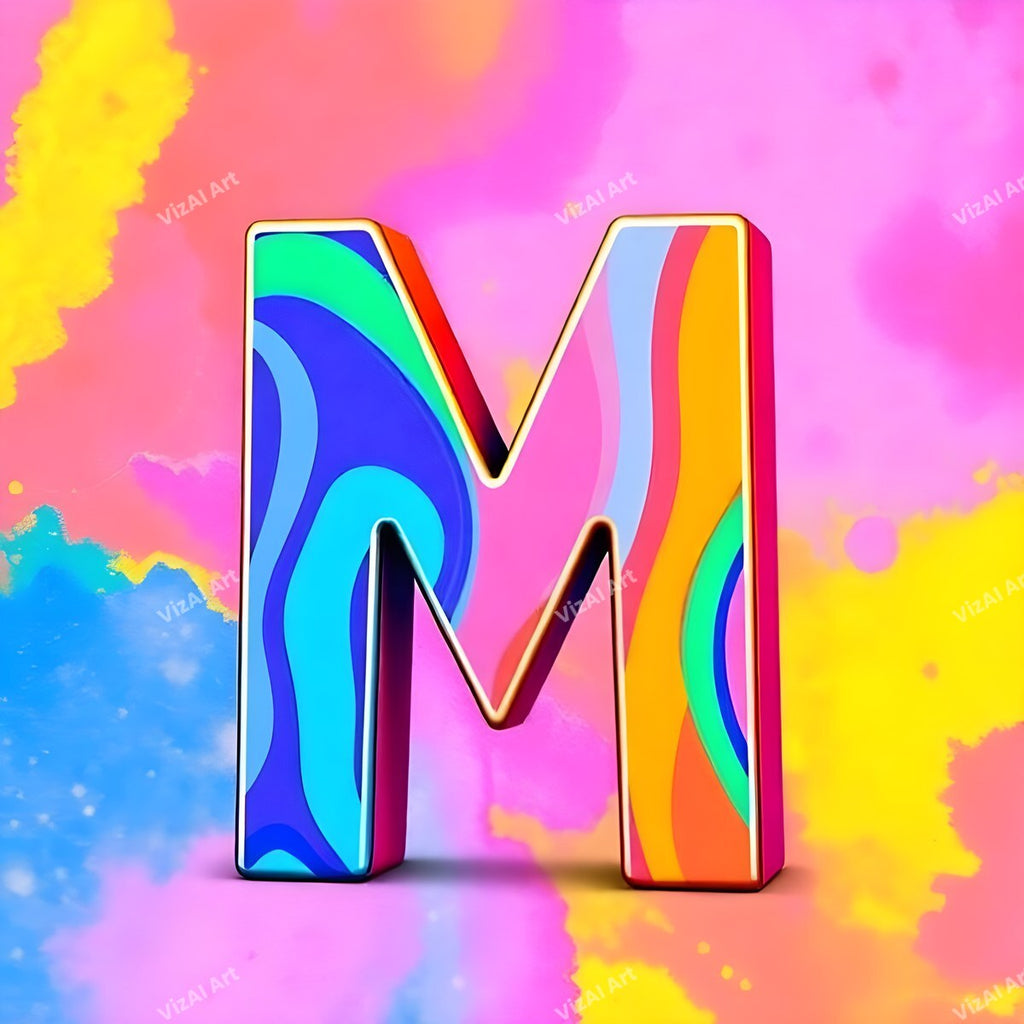 Colourful Paint alphabet letter M