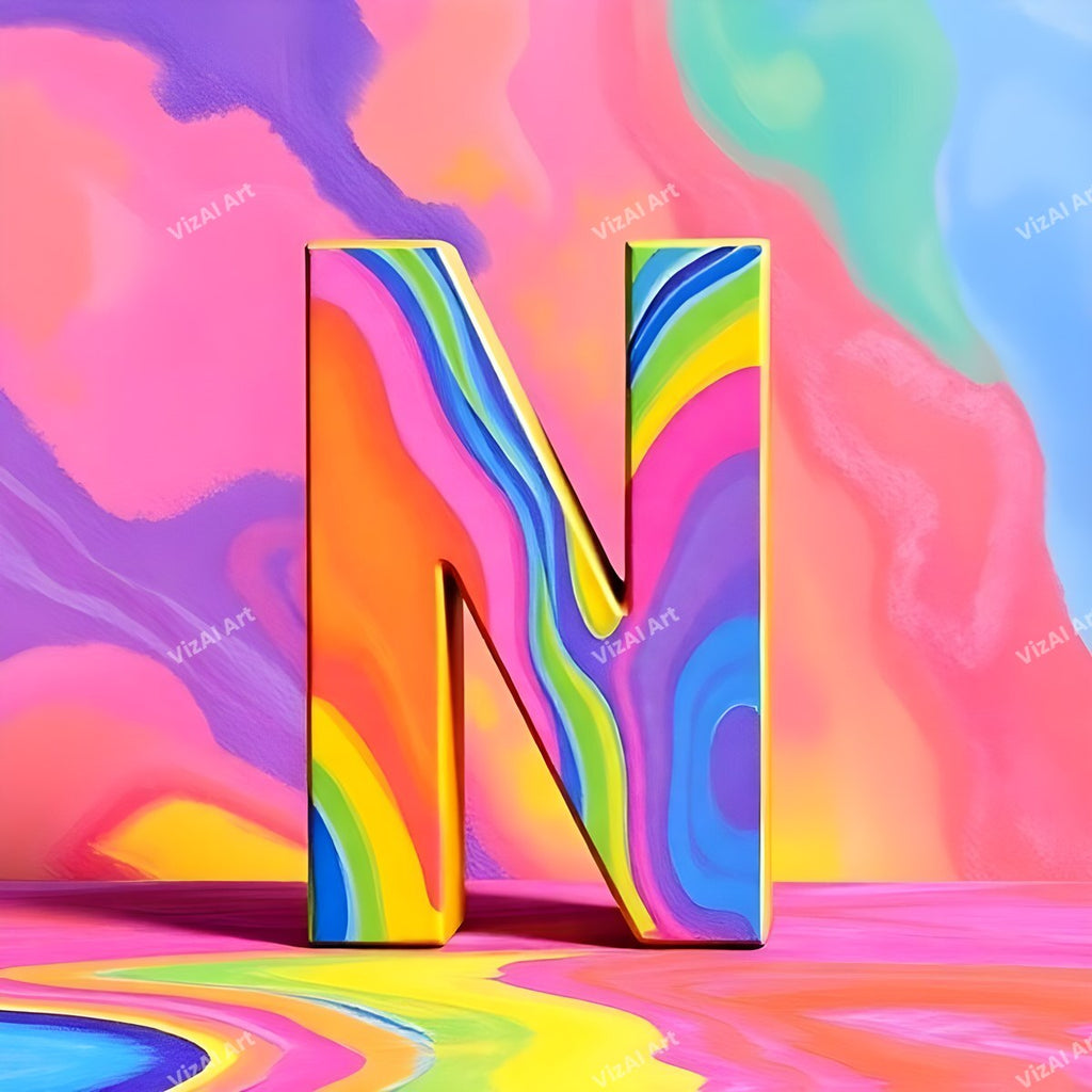 Colourful Paint alphabet letter N