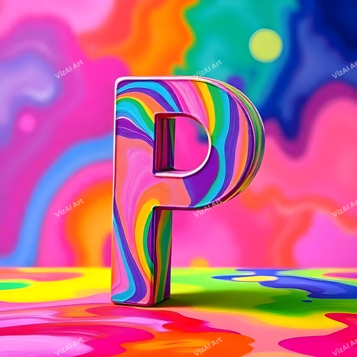 Colourful Paint alphabet letter P