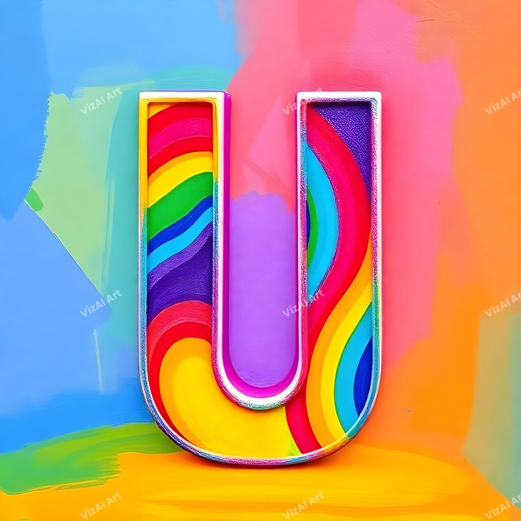 Colourful Paint alphabet letter U