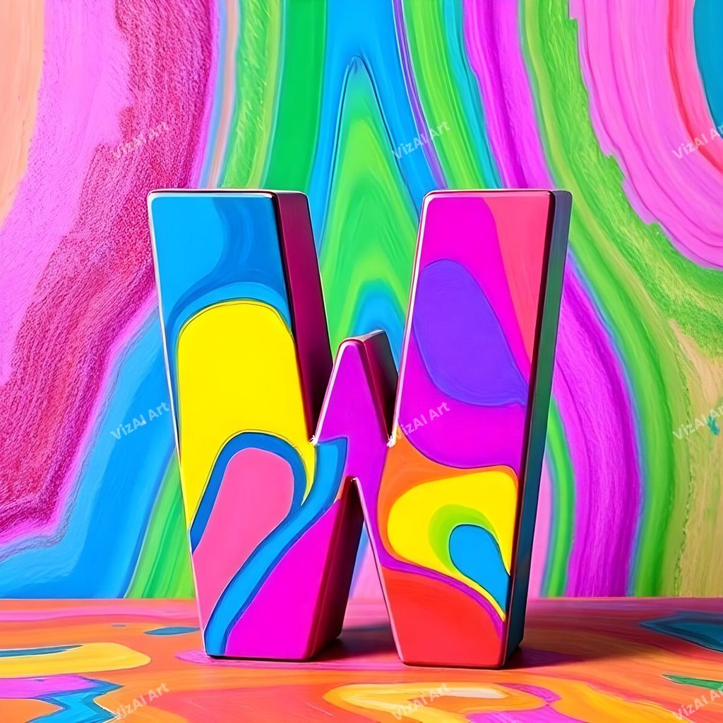 Colourful Paint alphabet letter W
