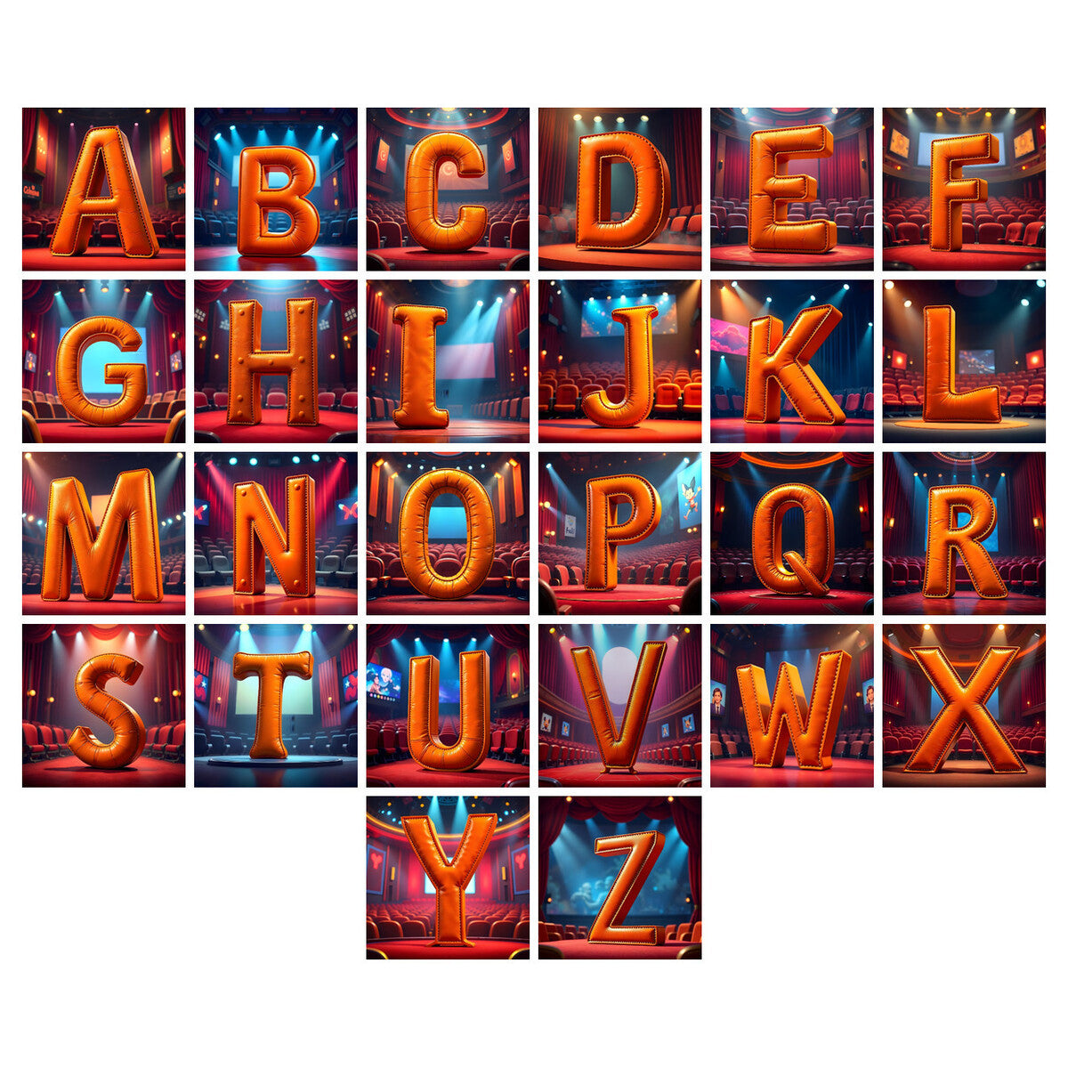 Cinema alphabet — choose an individual printable letter