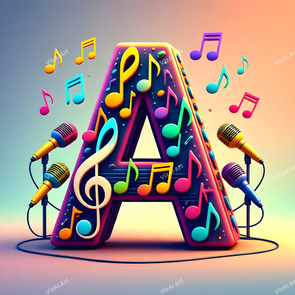 Letter A musical alphabet art print