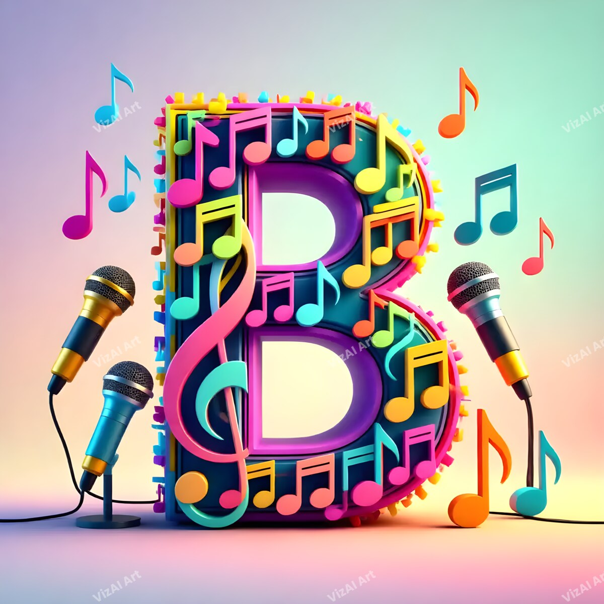 Letter B musical alphabet art print