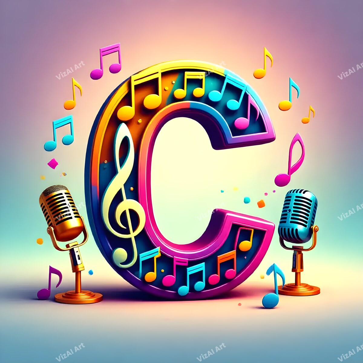 Letter C musical alphabet art print