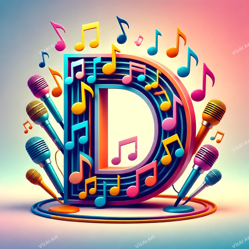 Letter D musical alphabet art print
