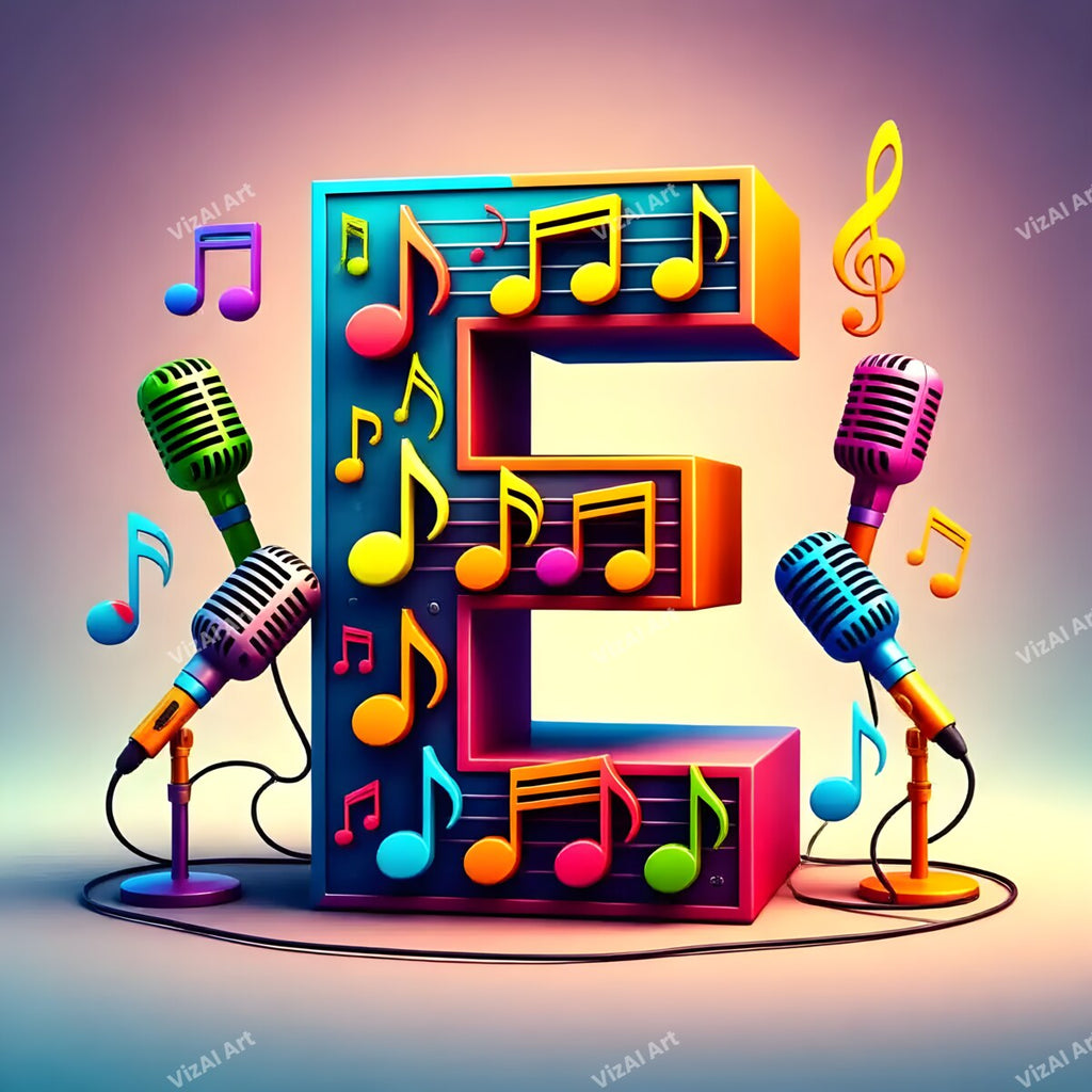 Letter E musical alphabet art print