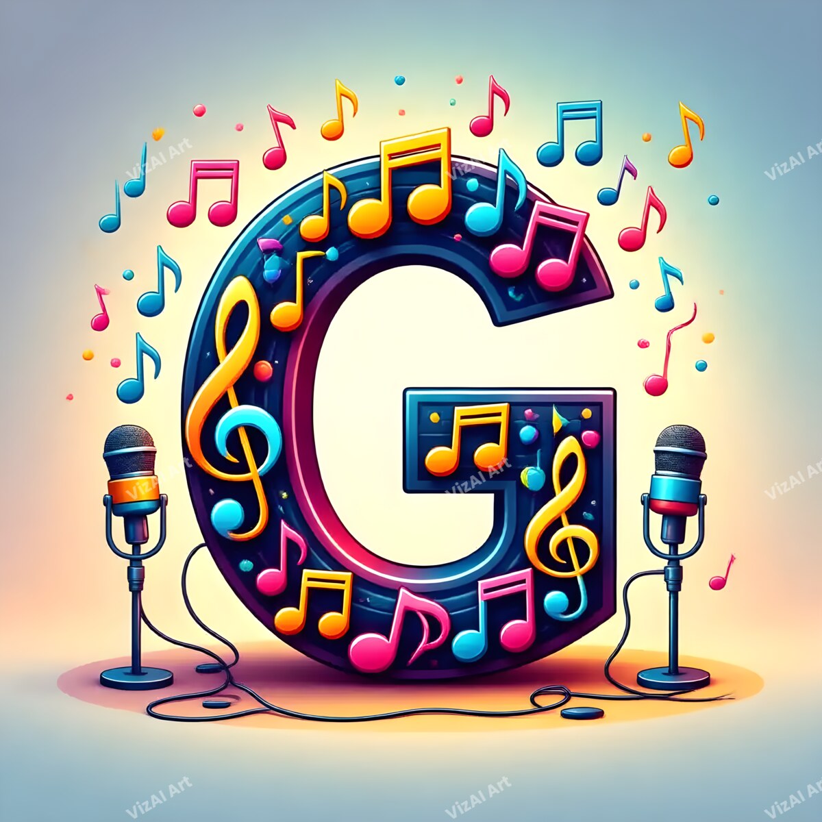Letter G musical alphabet art print